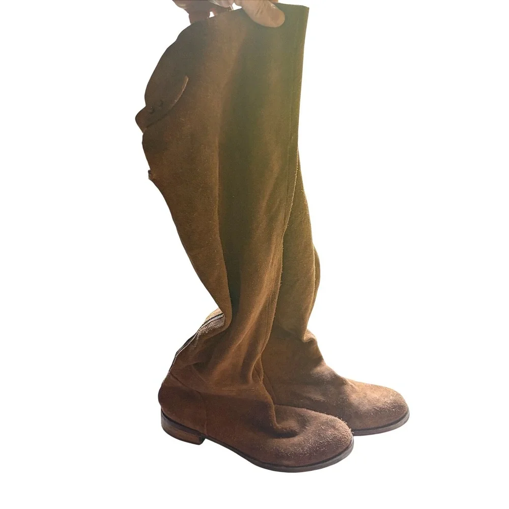 Free People Carlisle Boot Suede Brown Over The Knee Distressed Tall Boots 40